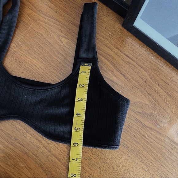 BLACK RIBBED MINI CROP TOP #0346 - Picture 4 of 5